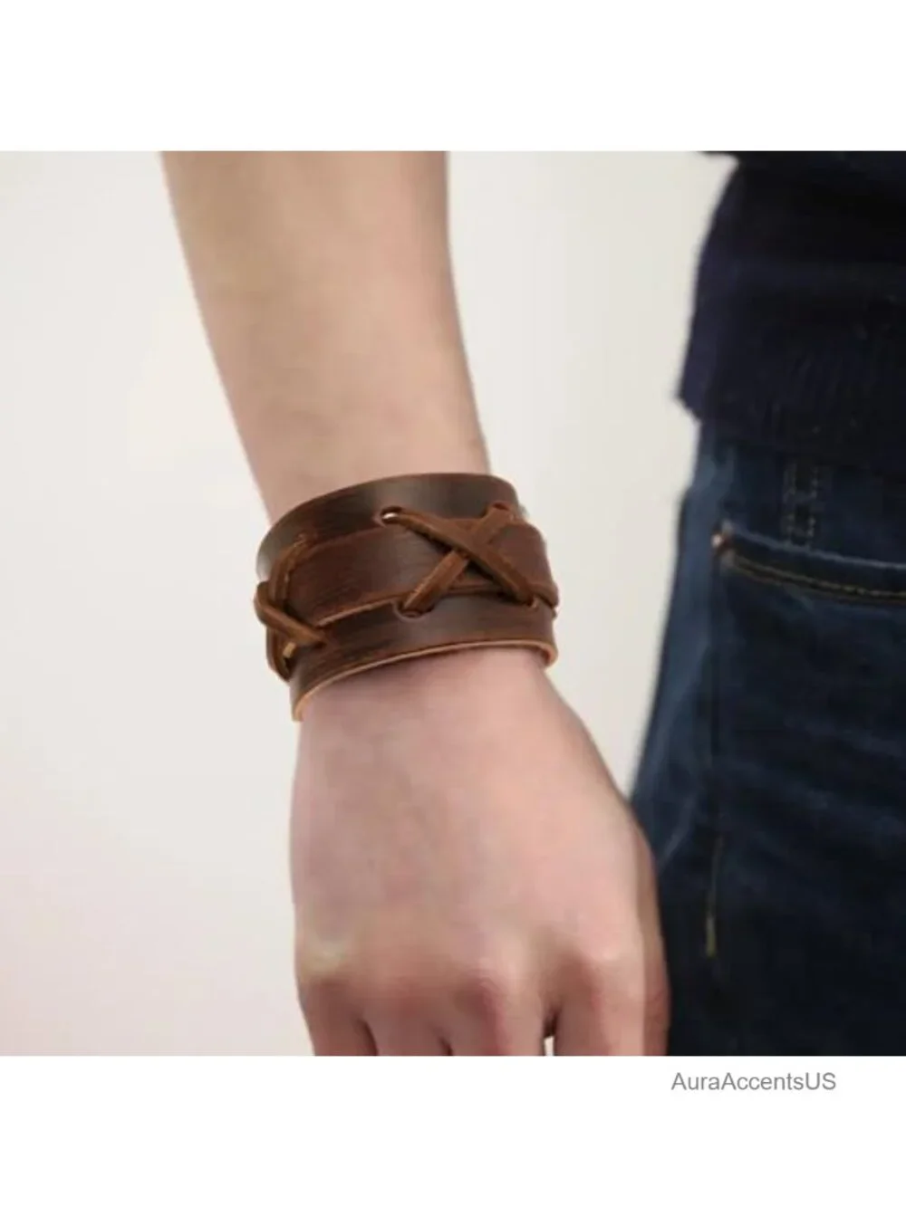Punk Leather Cuff Bracelet Set - Adjustable Vintage Gothic Wristband